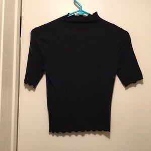 short sleeve black turtle neck top